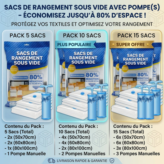 Pack Sacs de rangement sous vide avec pompe — vue 2