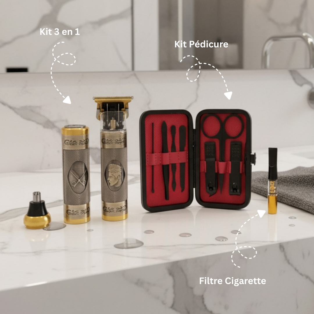 Pack Hygiène & Soin Masculin 4 en 1 | 2 Tondeuses, Kit Pédicure & Filtre