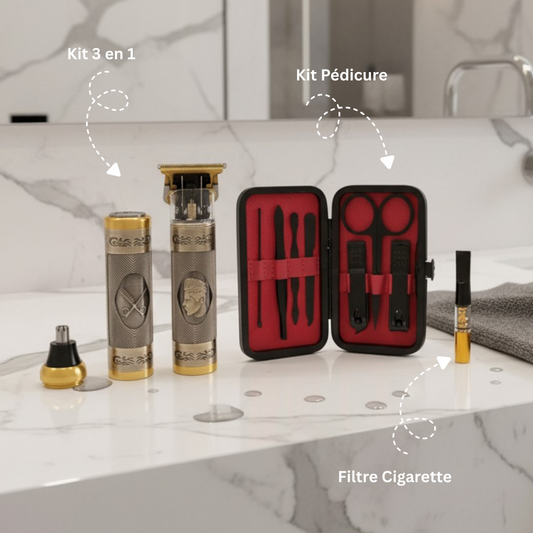 Pack Hygiène & Soin Masculin 4 en 1 | 2 Tondeuses, Kit Pédicure & Filtre