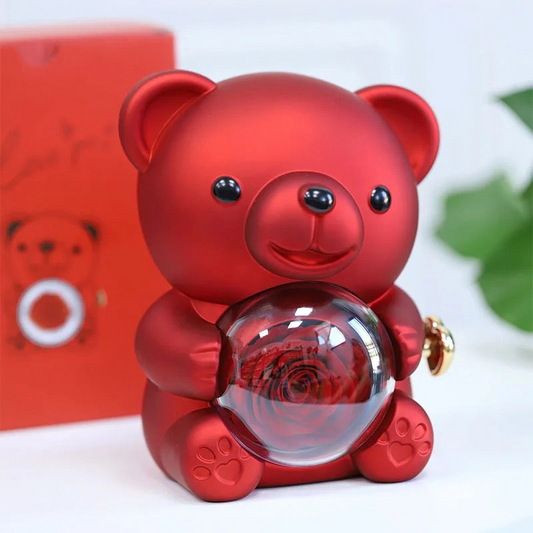 Packaging de luxe nounours avec rose éternelle stabilisé pour vos cadeaux — vue 2