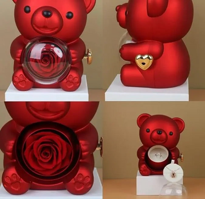 Packaging de luxe nounours avec rose éternelle stabilisé pour vos cadeaux — vue 11