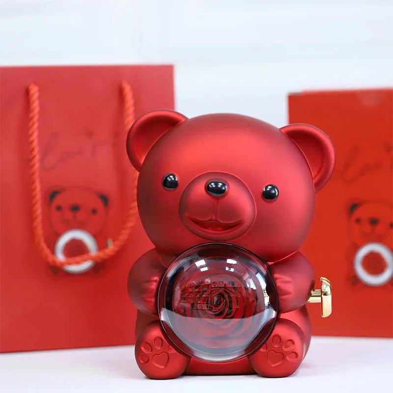 Packaging de luxe nounours avec rose éternelle stabilisé pour vos cadeaux — vue 3