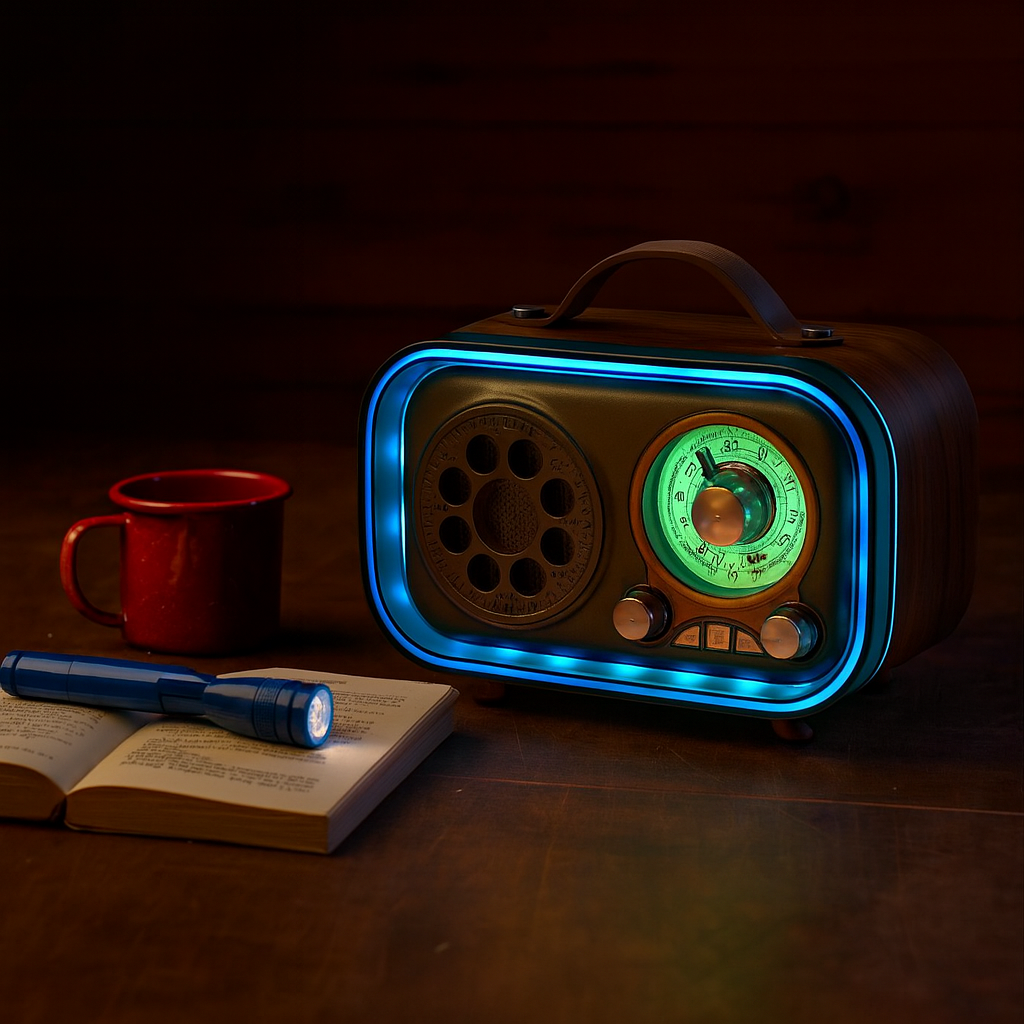 Radio Vintage Lumineuse MEIER MD-1315BT – Bluetooth, USB & Carte TF — vue 3