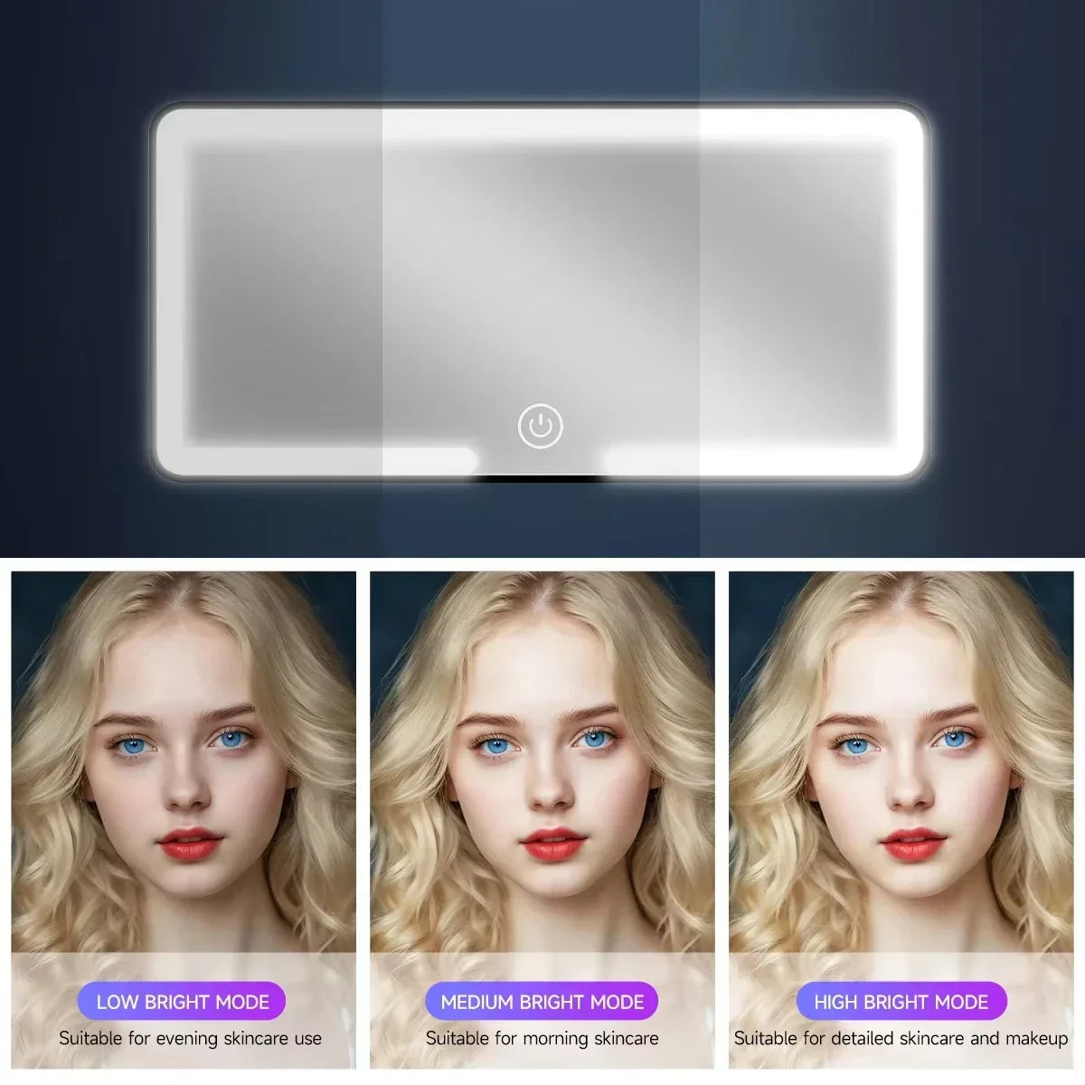 Car Interior Mirrors Sun Visor Plate LED HD Makeup Mirror for Girls Women Rechargeable Fill Light Universal Thin Vanity Mirror — vue 3