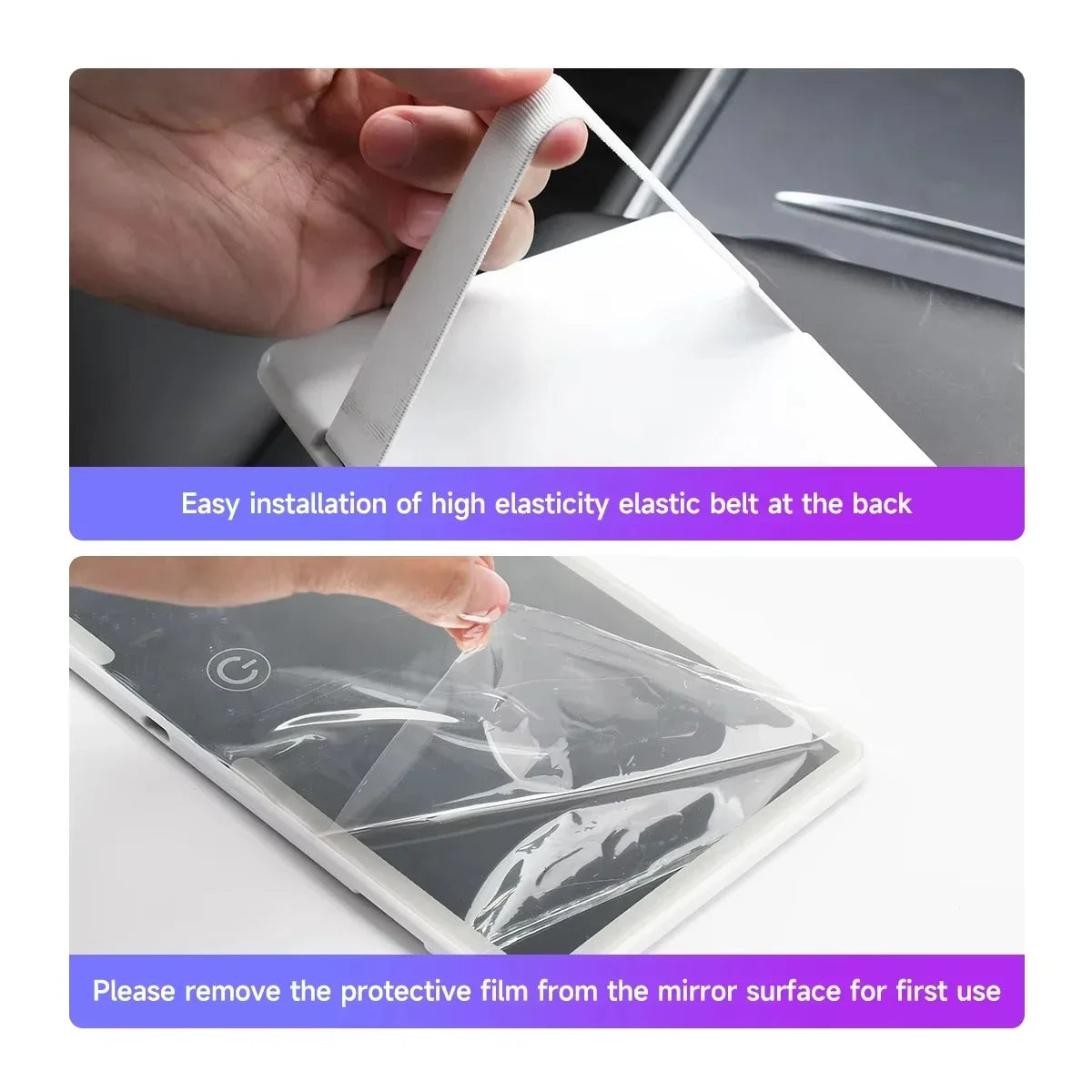 Car Interior Mirrors Sun Visor Plate LED HD Makeup Mirror for Girls Women Rechargeable Fill Light Universal Thin Vanity Mirror — vue 5