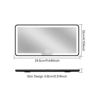 Car Interior Mirrors Sun Visor Plate LED HD Makeup Mirror for Girls Women Rechargeable Fill Light Universal Thin Vanity Mirror — vue 6