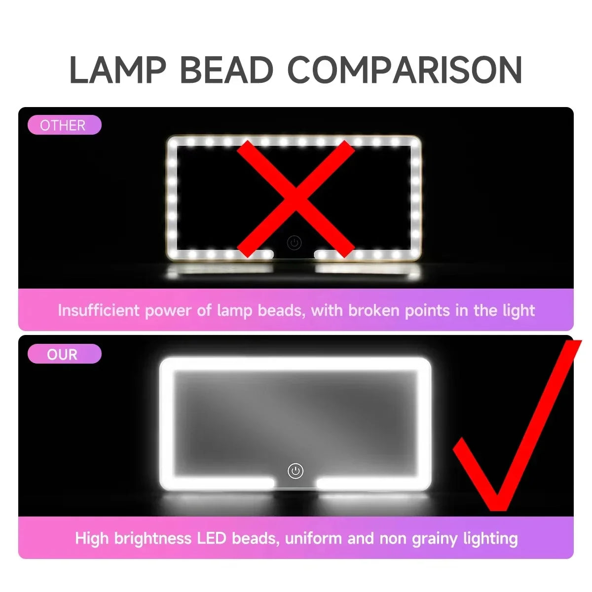 Car Interior Mirrors Sun Visor Plate LED HD Makeup Mirror for Girls Women Rechargeable Fill Light Universal Thin Vanity Mirror — vue 4