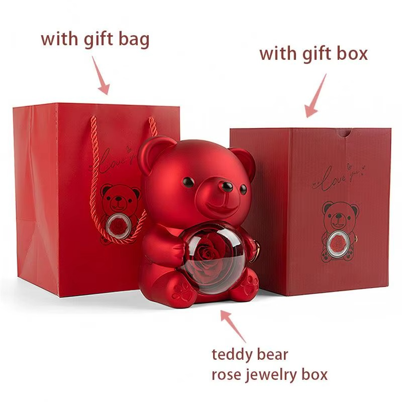 Packaging de luxe nounours avec rose éternelle stabilisé pour vos cadeaux — vue 7