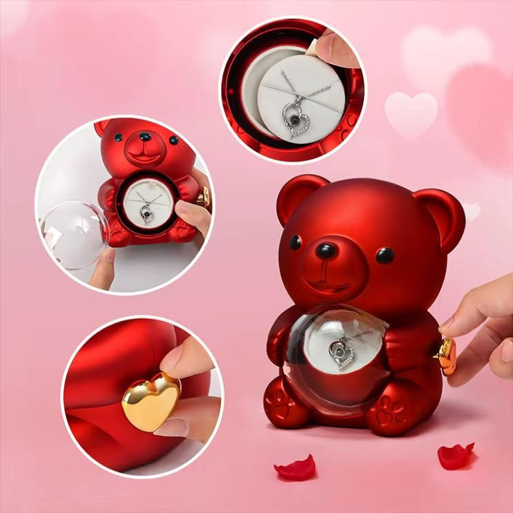 Packaging de luxe nounours avec rose éternelle stabilisé pour vos cadeaux — vue 6