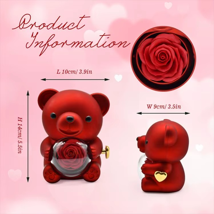 Packaging de luxe nounours avec rose éternelle stabilisé pour vos cadeaux — vue 8