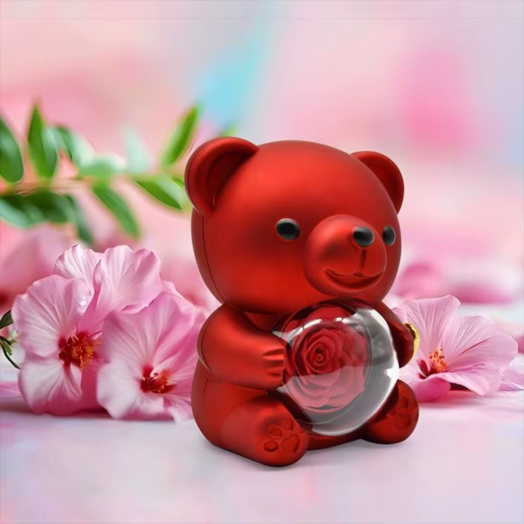 Packaging de luxe nounours avec rose éternelle stabilisé pour vos cadeaux — vue 9