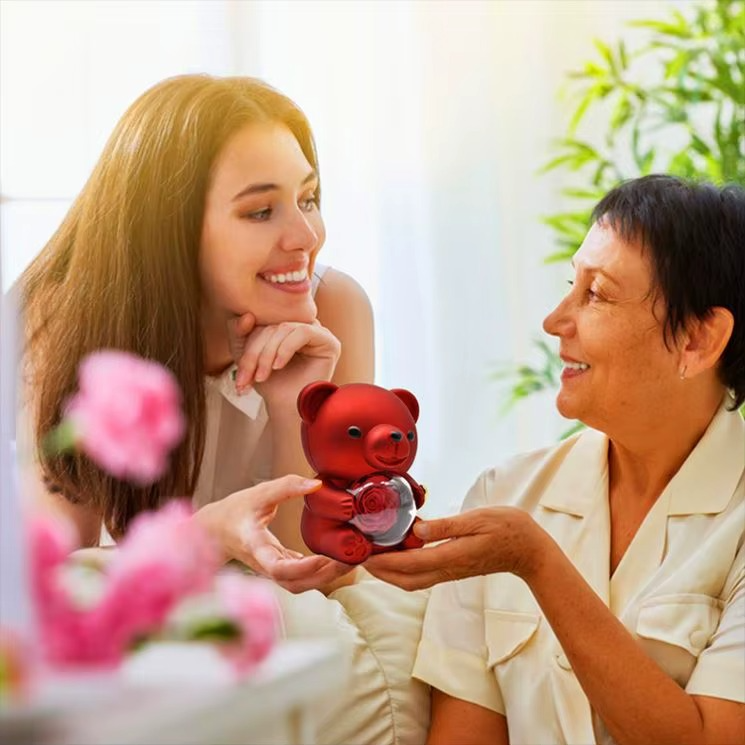 Packaging de luxe nounours avec rose éternelle stabilisé pour vos cadeaux — vue 10
